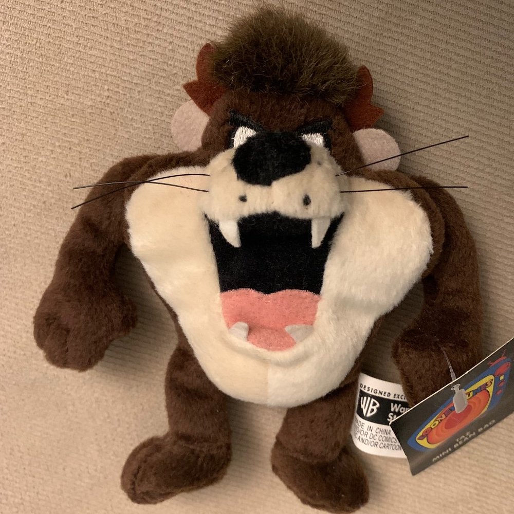 VTG 1999 TAZ Tazmanian Devil Looney Tunes WB Studio Store Mini Bean Bag Plush